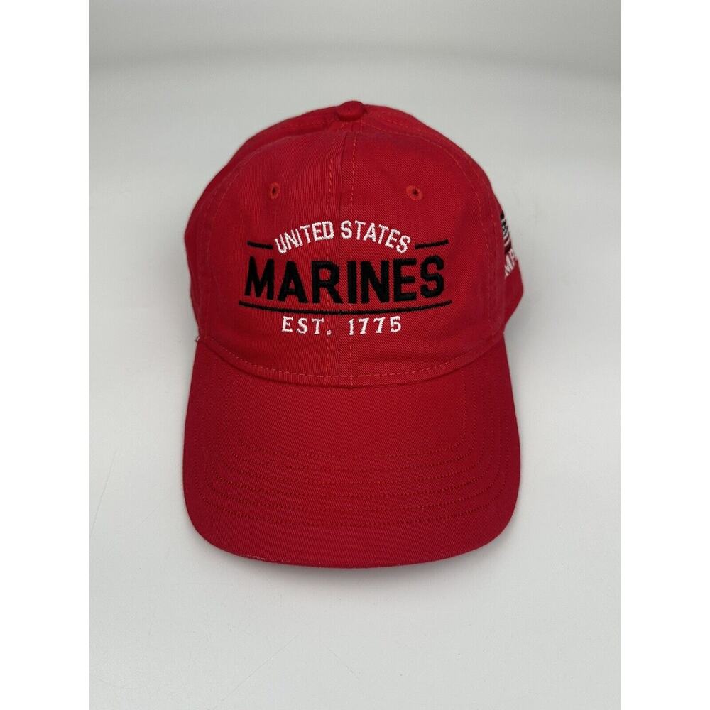 Ouray Sportswear US Marine Hat Cap Red With Black White Lettering 100% Cotton